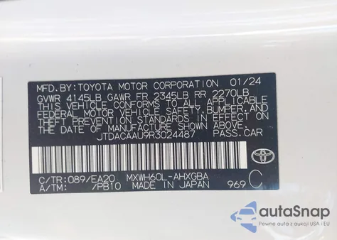 2024 Toyota Prius Xle z USA, uszkodzony, nr VIN JTDACAAU9R3024487